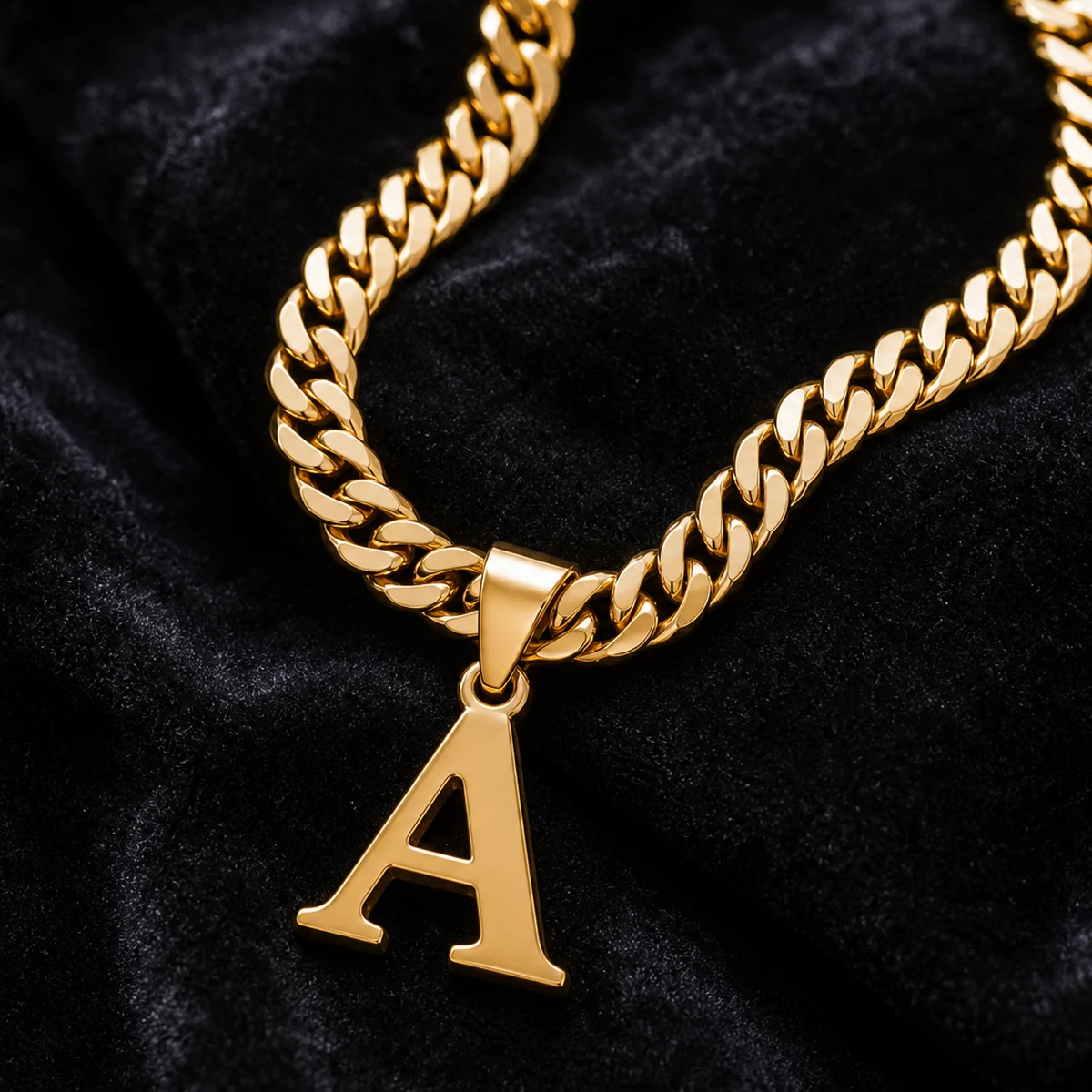 Cuban Chain Letter S Pendant Necklace