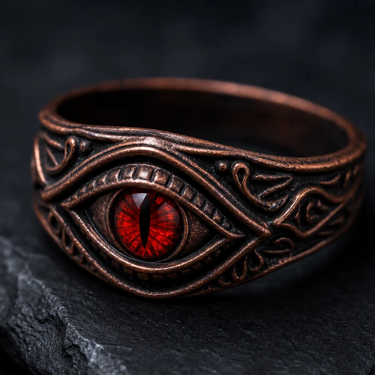 Dark Style Red Eye Copper Ring